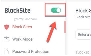 Кнопка включения BlockSite в Chrome