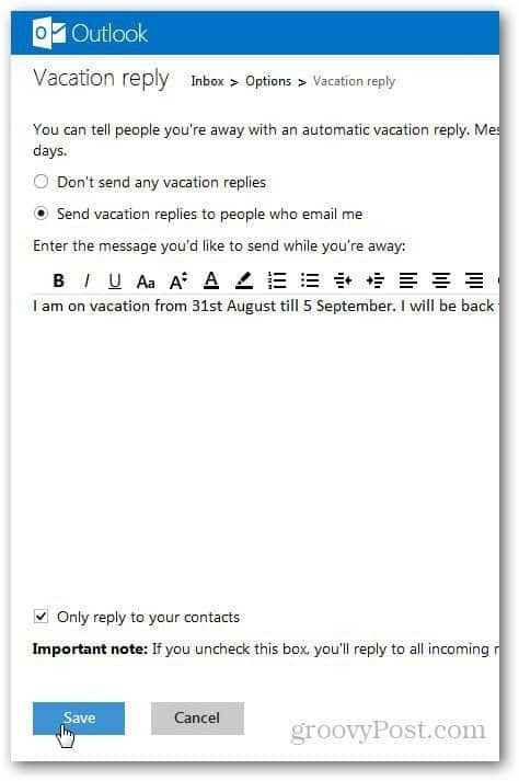 Outlook Vacation Message 3