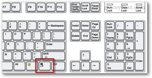 расположение клавиши меню Windows на клавиатуре