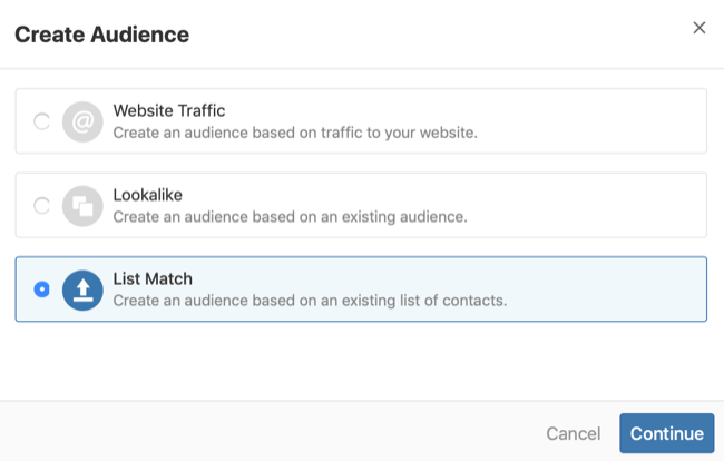 шаг 2, как создать аудиторию для соответствия списку Quora