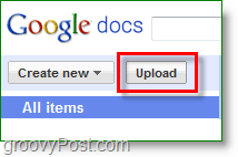 Скриншот Google Docs - кнопка загрузки
