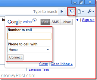 Снимок экрана Google Voice