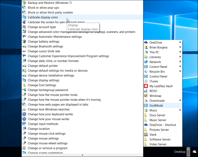 режим бога Windows 10 Taskbar
