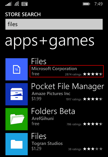 Файлы Windows Phone 8.1