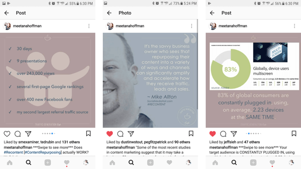 Перенаправьте изображения из исходного сообщения в блоге для использования в альбомах Instagram.
