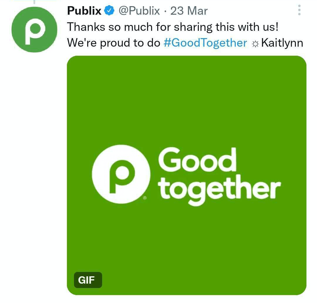изображение твита Publix с GIF