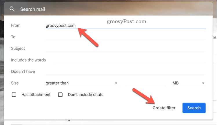 Создать фильтр Gmail
