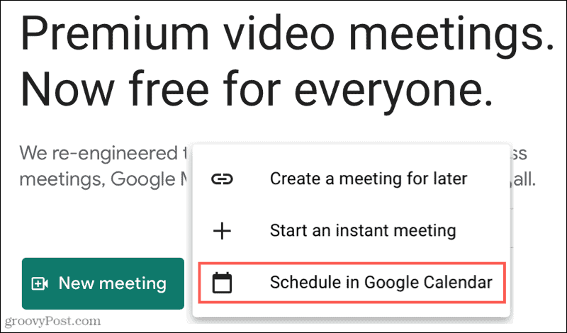 Новая встреча, расписание в Google Календаре
