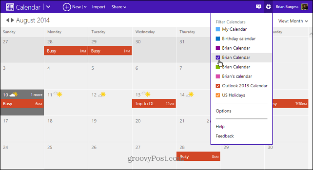 Как экспортировать календарь Outlook 2013 для рабочего стола в Outlook.com