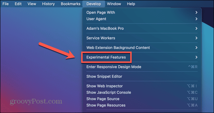 Экспериментальные функции Mac Safari