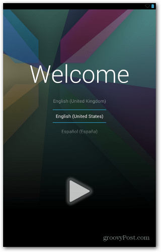 Экран приветствия Nexus 7