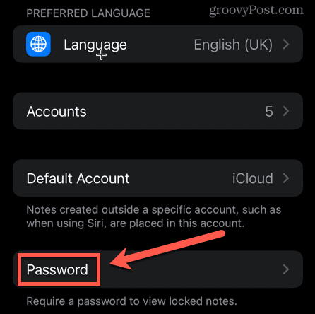 пароль к настройкам заметок iphone