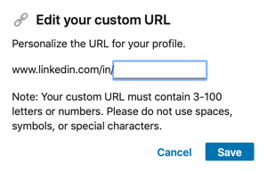 Измените URL-адрес LinkedIn, шаг 2.