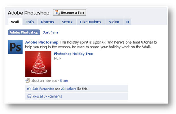 фан-страница Adobe Photoshop в Facebook