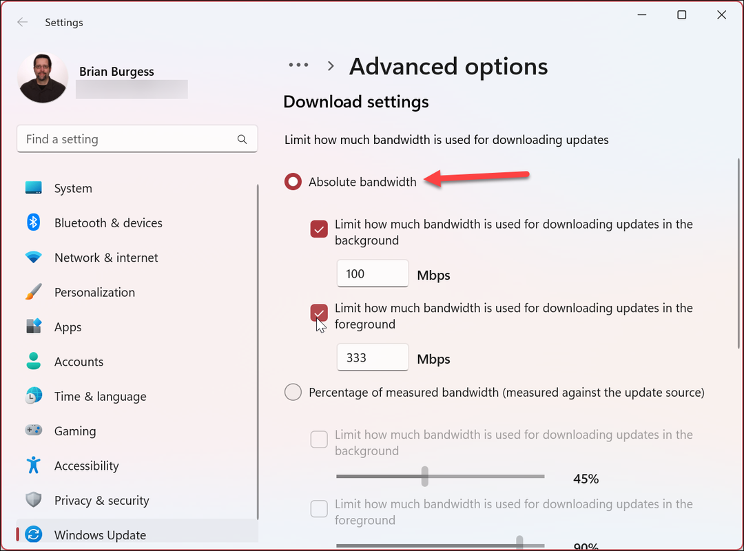 Ограничение пропускной способности для Windows 11