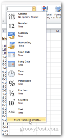 обновить форматирование чисел в Excel 2010