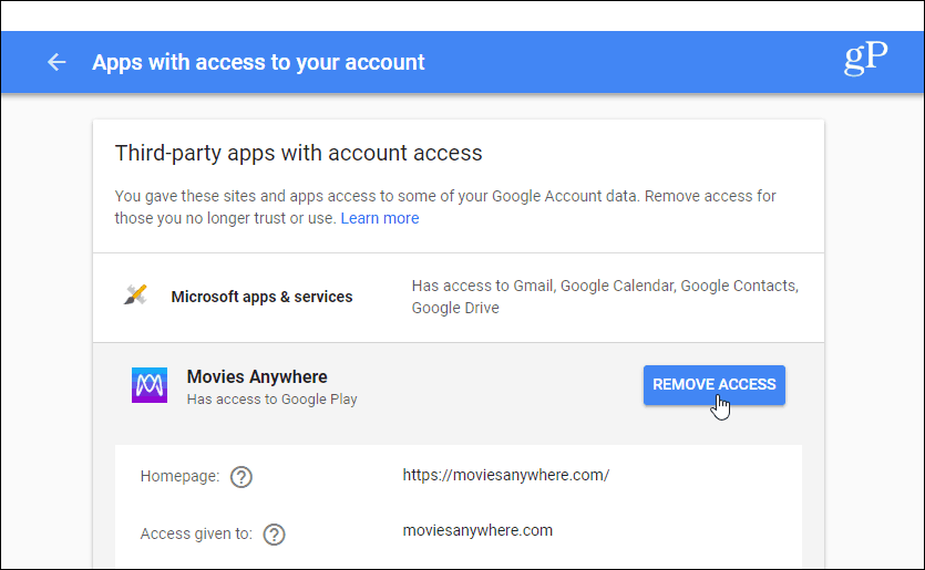 Сторонние приложения с доступом к аккаунту Gmail
