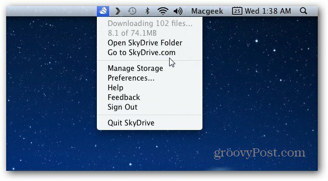 Mac Menubar SkyDrive Иконка