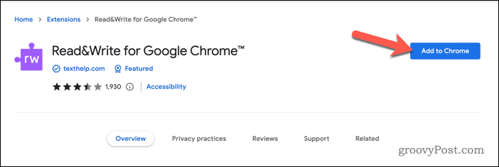 Добавление расширения Read & Write в Google Chrome