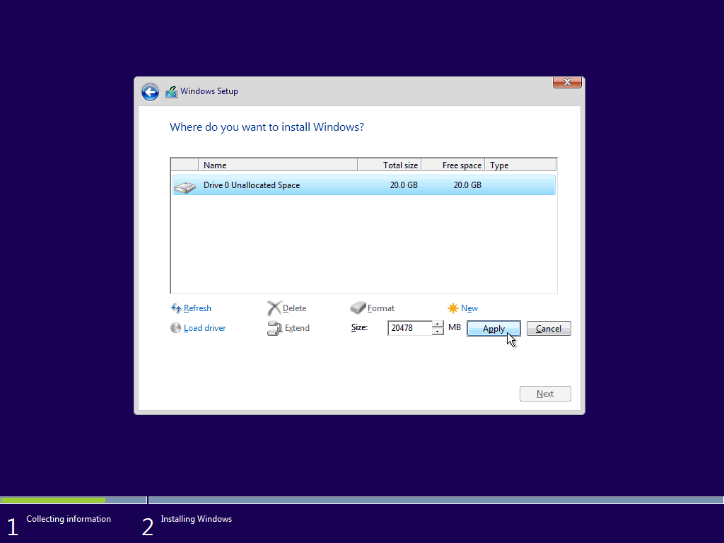 08 Используйте максимально доступное пространство Windows 10 Clean Install