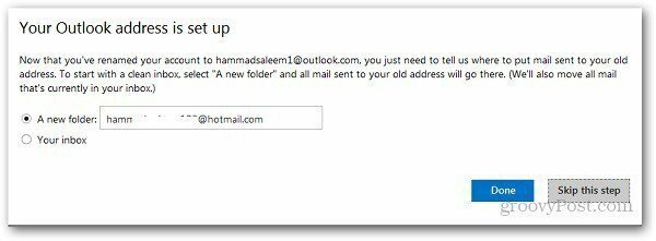 Переименовать адрес Hotmail 6