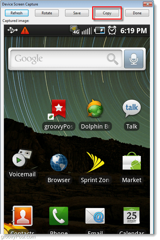 скриншот Android, снятый на компьютер