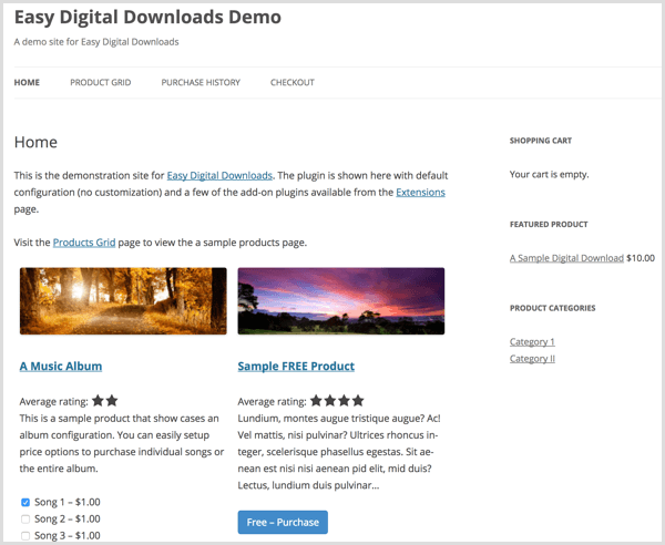 Демо Easy Digital Downloads