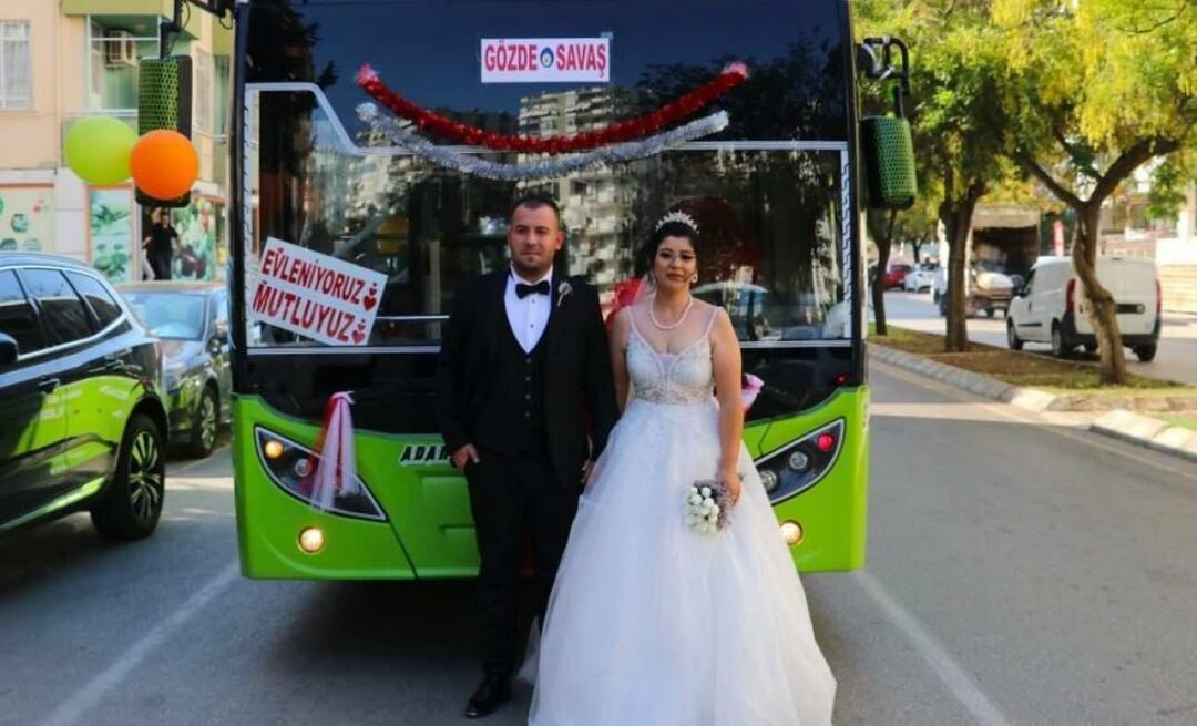 Автобус, на котором она ездила, стал свадебным автомобилем! Пара вместе отправилась на экскурсию по городу.