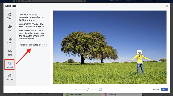 Facebook теперь позволяет пользователям отменять автоматически сгенерированный замещающий текст для изображений, загружаемых на сайт.