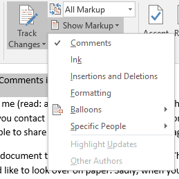 Microsoft Word Word Печать комментариев только без изменений трека
