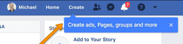 Facebook, похоже, развернул новую кнопку меню на верхней панели навигации, которая позволяет пользователям быстро и легко создавать страницу, рекламу, группу и многое другое.