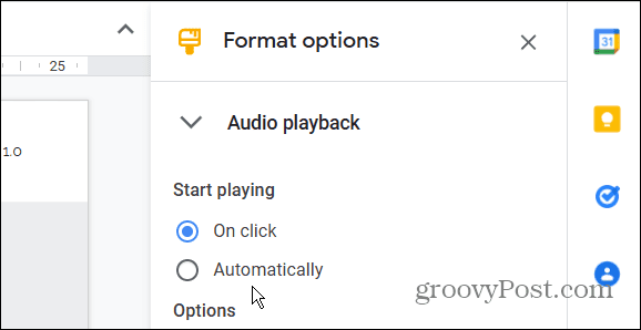 Воспроизведение аудио в Google Slides