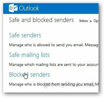 Outlook заблокирован список 3