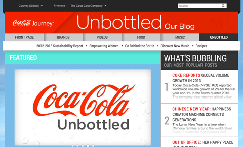 Блог Coca-Cola без бутылок