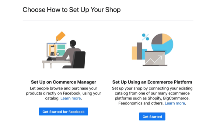 варианты настройки учетной записи facebook commerce на коммерческом менеджере или платформе электронной коммерции