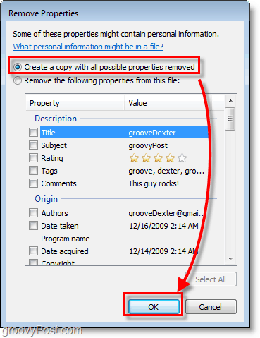 Как создать копию со всеми возможными свойствами, удаленными в Windows 7