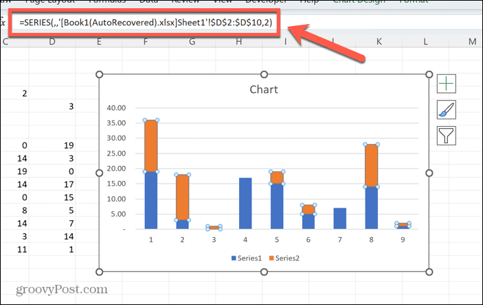 внешняя ссылка на диаграмму excel