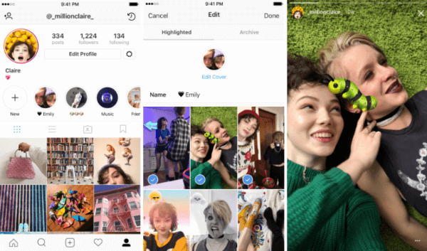 Instagram Stories Highlights позволяет пользователям выбирать и группировать прошлые истории в именованные коллекции.