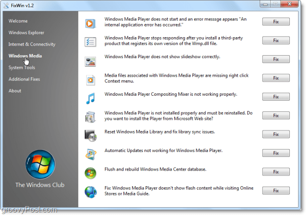 FixWin Windows Meda исправляет скриншот