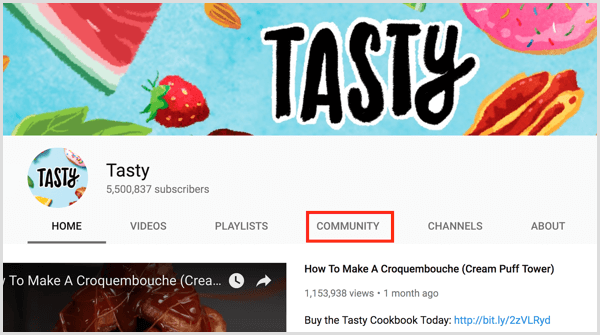 Вкладка "Сообщество" канала YouTube