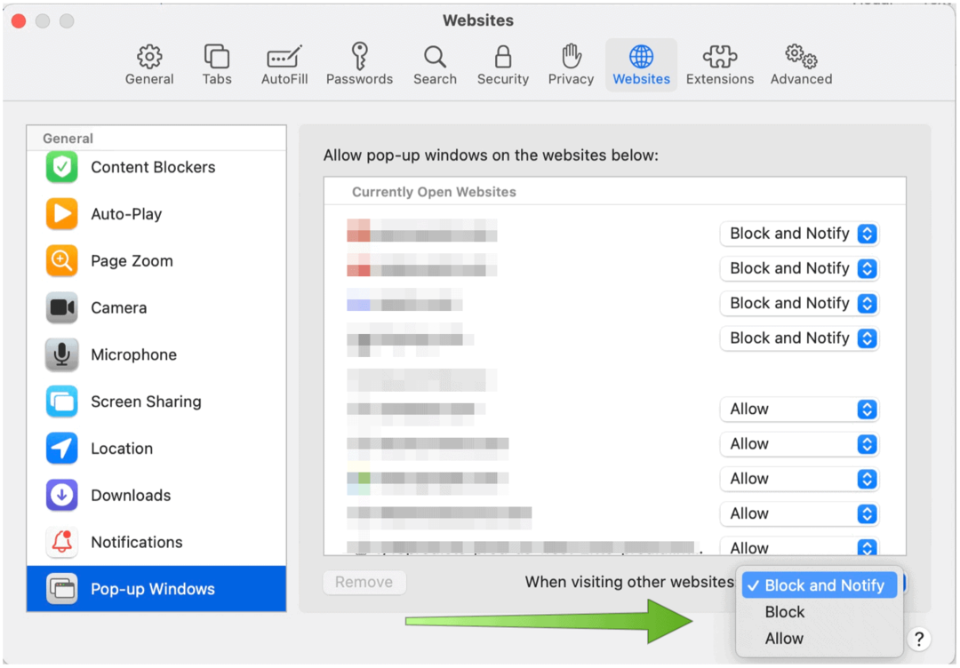 Safari для Mac: блокировка всплывающих окон