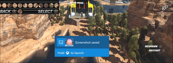 Снимок экрана Xbox One