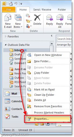 настроить функции автоархивации для отдельных папок Outlook 2010