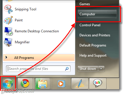 Windows 7 меню моего компьютера и отображение шара меню «Пуск»