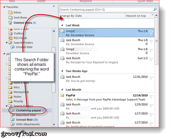 Как создать и использовать папки поиска в Outlook 2010