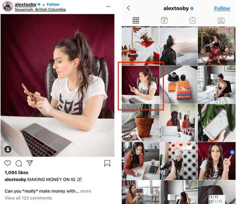 пример сообщения Instagram от @alextooby с настраиваемой позицией кадрирования в ленте, чтобы обеспечить лучшую обрезку и линии изображения