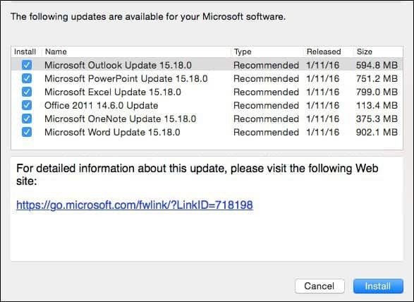 Microsoft Office 2016 для Mac: январское обновление KB3133711