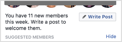 Напишите сообщение, чтобы поприветствовать новых участников вашей группы в Facebook.