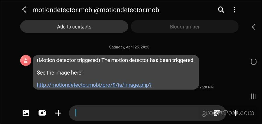 Mobi обнаружения движения смс