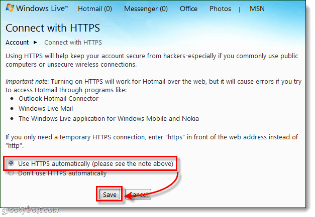 Как всегда безопасно подключаться к Windows Live и Hotmail через HTTPS